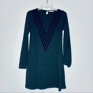 Carbon Soldier girls black jersey dress with velvet detail size 14